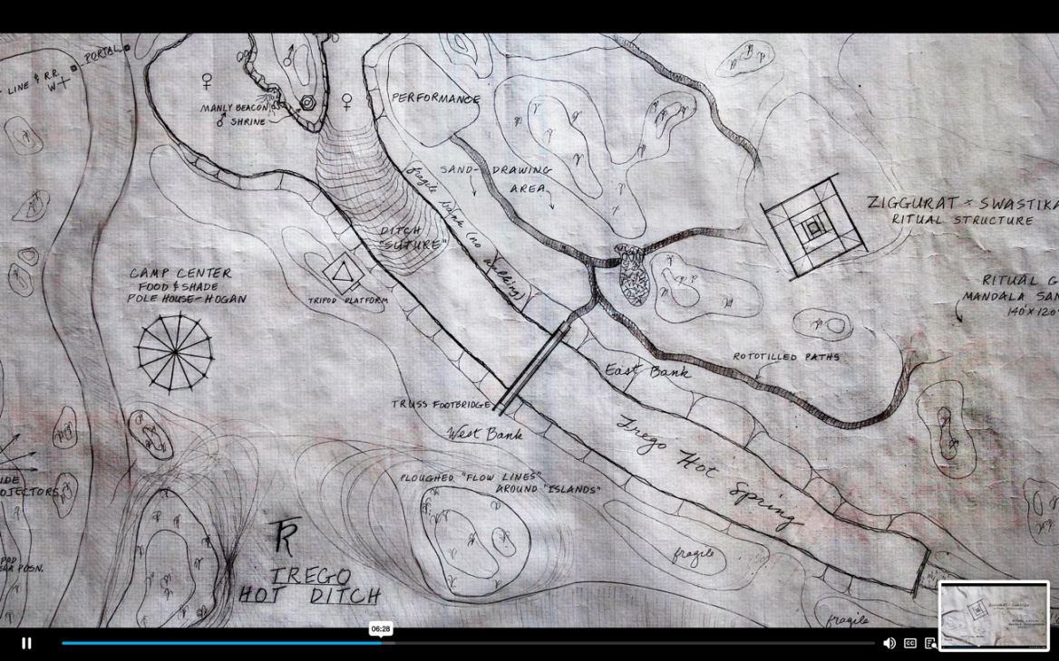 Carte du Desert Siteworks à Trego Hot Springs en 1993. Auteur : William Binzen. Source : Vidéo Inside DSW part 147.