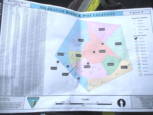 5. Carte papier avec coordonnées GPS des zones à prélever, utilisée le jour de l’inspection.